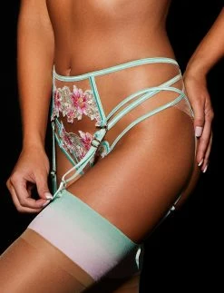 Honey Birdette Amelie Mint Garter Belt -Hot Sale Honey Birdette Store Amelie Brief Suspender Sidecopy