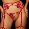 Honey Birdette Christine Red Garter Belt -Hot Sale Honey Birdette Store Christine Thong Suspender Frontcopy