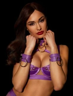 Honey Birdette AU Jasmin Amethyst 3 Piece Set -Hot Sale Honey Birdette Store Jasmin Cuffs Frontcopy