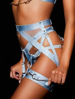 Honey Birdette Kukuro Baby Blue Garter Belt -Hot Sale Honey Birdette Store Kukuro Brief Suspender GarterOnly Sidecopy