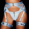 Honey Birdette Kukuro Baby Blue Garter Belt -Hot Sale Honey Birdette Store Kukuro Thong Suspender GarterOnly Front3copy