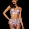 Honey Birdette AU Molly Lilac 3 Piece Set -Hot Sale Honey Birdette Store Molly Bra Suspender Brief Frontcopy