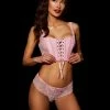 Honey Birdette Rebecca Sweet Pink Corset -Hot Sale Honey Birdette Store Rebecca Bustier Brief Front