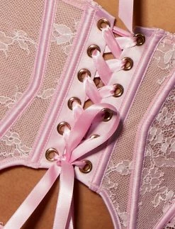 Honey Birdette Rebecca Sweet Pink 3 Piece Bra Set -Hot Sale Honey Birdette Store Rebecca Thong Suspender FrontZOOMcopy2