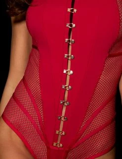 Honey Birdette Tash Outerwear Collection Raspberry Bodysuit -Hot Sale Honey Birdette Store TashRed Front ZOOM1